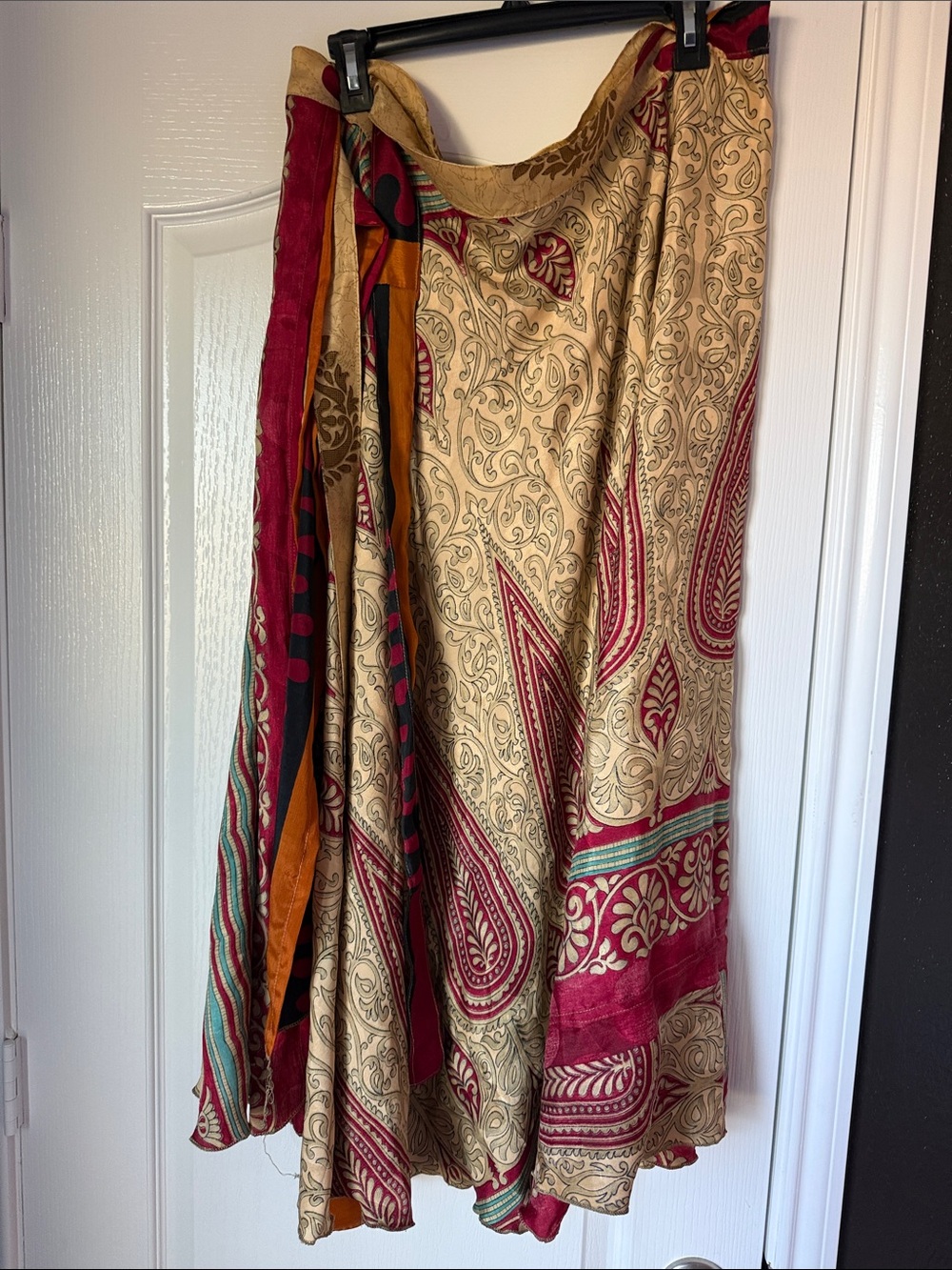 Advance Apparels Beige and Maroon Printed Wrap Skirt